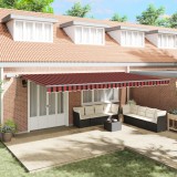 vidaXL Marchiză retractabilă manuală cu LED portocalie și maro 600x300 cm