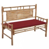 Cumpara ieftin Bancă de grădină cu pernă, 120 cm, bambus