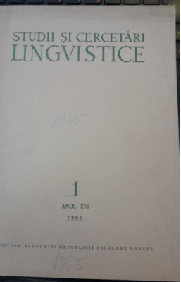 1965 Revista Studii si cercetari lingvistice Anul XVI / Nr 1 Academia RSR CVP foto