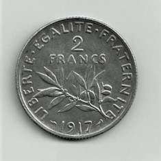 FRANTA 2 FRANCI FRANCS 1917 ARGINT STARE EXCELENTA