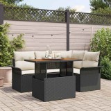 Cumpara ieftin Set de canapele pentru grădină 5 pcs Negru Rattan poli