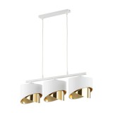 Lustra tip pendul Bahati, 3 lumini, metal/plastic/bumbac, alb/auriu, 20 x 70 x 80 cm