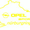 Sticker auto &quot;Opel sport circuit&#039;&#039;, 21x17cm, Galben