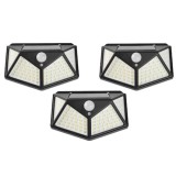 Set 3 lampi cu incarcare solara FOXMAG24, senzor miscare, 3 trepte de iluminare, 100 LED