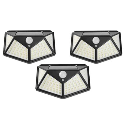 Set 3 lampi cu incarcare solara FOXMAG24, senzor miscare, 3 trepte de iluminare, 100 LED foto