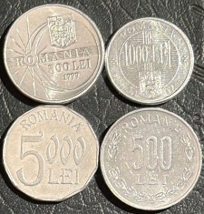 ROMANIA LOT PATRU MONEDE/500 +500+1000+5000 LEI(1999-2000-2002)/PIESELE DIN POZE