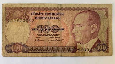 Bancnota 100 LIRA - 1983 - Turcia - P-194a.1 foto
