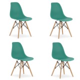 Cumpara ieftin Set 4 scaune stil scandinav, Artool, Osaka, PP, lemn, verde, 46x54x81 cm