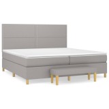 Cumpara ieftin Pat box spring cu saltea, gri deschis, 200x200 cm, textil