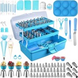 Set cofetarie/patiserie, 236 piese, pentru Ornat Prajituri sau Torturi cu geanta transport, posuri si duiuri pentru ornat si decora, Oem