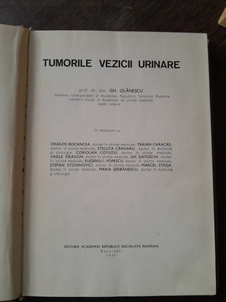 TUMORILE VEZICII URINARE , GH OLANESCU 1971