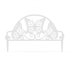 Bordura Gardulet Decorativ Plastic pentru Gazon sau Flori, Dimensiuni 50x31cm, Model Fluturi, Alb