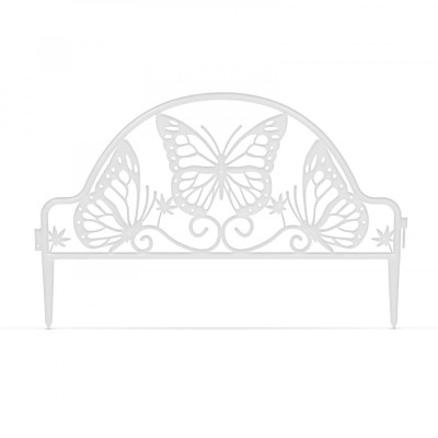 Bordura Gardulet Decorativ Plastic pentru Gazon sau Flori, Dimensiuni 50x31cm, Model Fluturi, Alb foto
