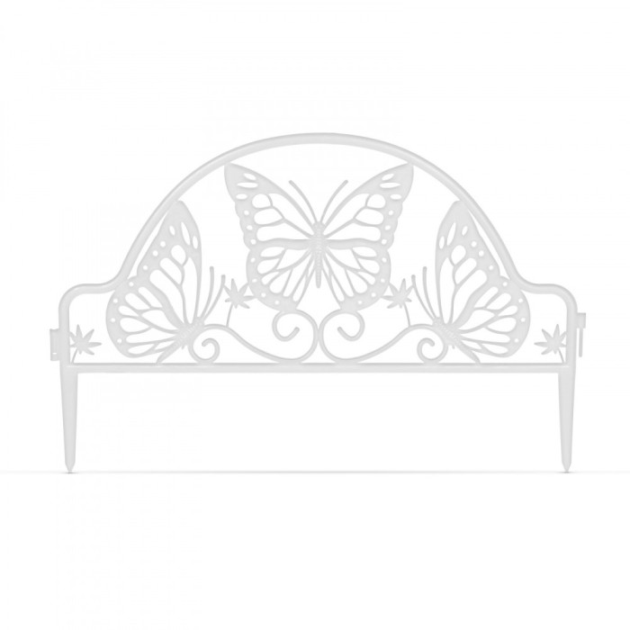 Bordura Gardulet Decorativ Plastic pentru Gazon sau Flori, Dimensiuni 50x31cm, Model Fluturi, Alb