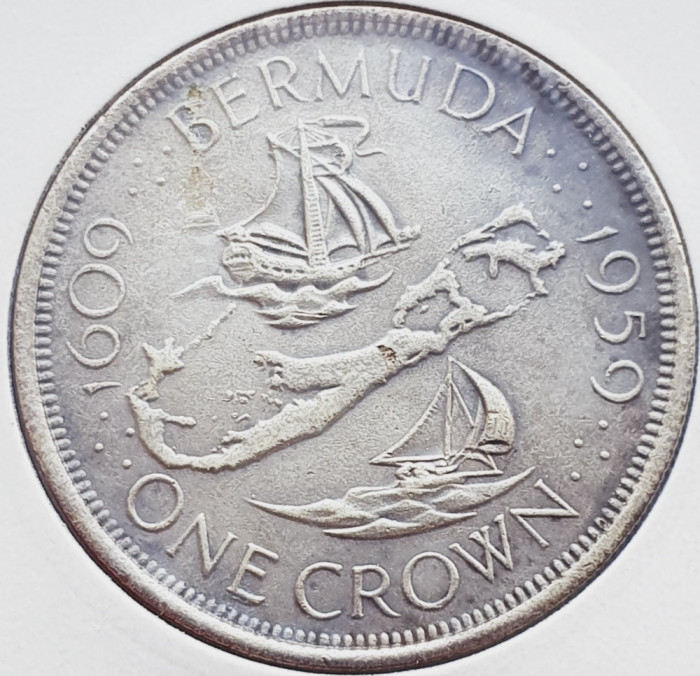 197 Bermuda 1 Dollar 1959 Elizabeth II ( Colony Founding) argint