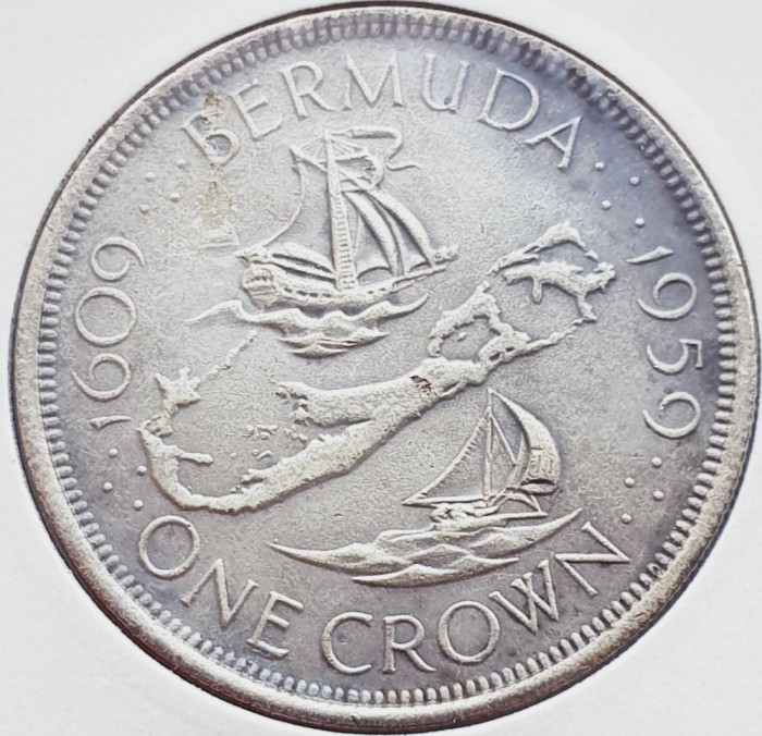 197 Bermuda 1 Dollar 1959 Elizabeth II ( Colony Founding) argint