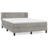 Cumpara ieftin Pat box spring cu saltea, gri deschis, 140x200 cm, catifea