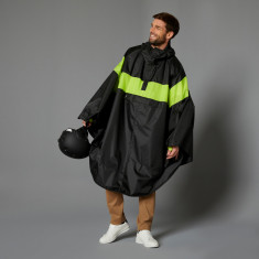 Poncho ploaie vizibilitate zi/ noapte Ciclism în Oraş 120 Negru/Galben fluo