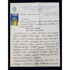 SCRISOARE ADRESATA PRINTESEI MARTHA BIBESCU , EXPEDIATA DE PROFESORUL CONSTANTIN NEDELCU DE LA &#039; CERCETASII ROMANIEI &#039; DATATA 22 X 1935