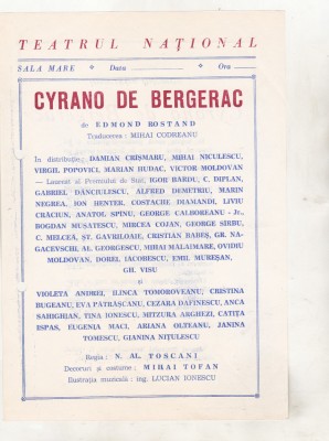 bnk div Afis mic - Teatrul National - Cyrano de Bergerac foto