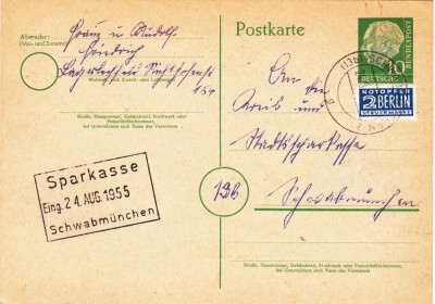 AMS - &amp;Icirc;NTREG POȘTAL, GERMANIA 1955 BERLIN, CIRCULAT foto
