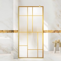 Paravan dus walk-in Aqua Roy Gold, Urban auriu, sticla 8 mm mata, securizata anticalcar, 70x195 cm