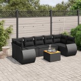 Gossi set mobilier de gradina cu perne, 8 piese, negru, poliratan