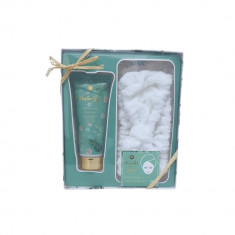 Set cosmetic, Accentra, masca de fata, verde, 120 g, pin proaspat, Winter Spa + Banda de par, alb, m