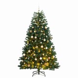 Cumpara ieftin Brad Crăciun artificial articulat cu 300 LED-uri/globuri 240 cm