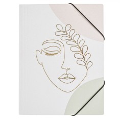 Mapă Carton, Model Abstract, Alb Auriu, 24x32cm, Elastic
