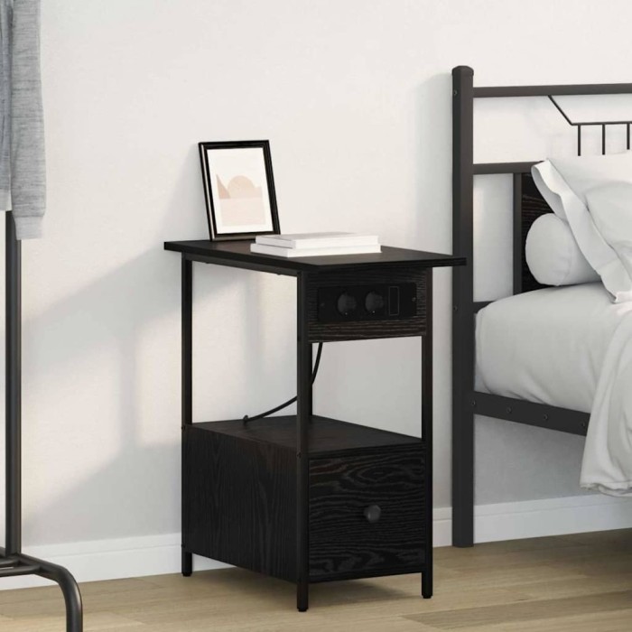 vidaXL Dulap de noapte Stejar negru 60 x 30 x 61 cm Lemn compozit