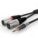 Cablu audio jack stereo 3.5mm la 2 x XLR 3 pini T-T 3m, HBA-3SM2-0300, HICON