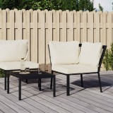 Scaun de gradina vidaXL cu perne, otel, negru si nisipiu, 76x76x79 cm, modular, confortabil, exterior