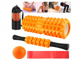 Rulou masaj Amzeeniu, Set accesorii masaj 5 in 1, Foam Roller - RESIGILAT