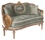 Sofa Rococo din lemn masiv cu tapiterie gri CAT707, Paturi si seturi dormitor