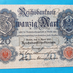 GERMANIA 20 Mark 1910 - Bancnota veche originala - Superba in stare foarte buna