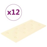 Cumpara ieftin Panouri de perete 12 buc. crem 60x30 cm piele ecologica 2,16 m&sup2;