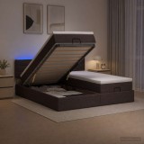 Cumpara ieftin Pat Ottoman cu Saltea si LED Maro inchis 180 x 200 cm Tesatura