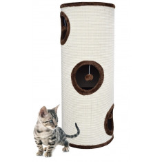 Tunel de zg&acirc;rieturi pentru pisici maro și crem 100 cm