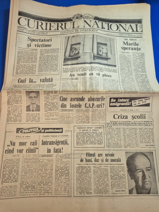 ziarul curierul national 27 octombrie 1992 - interviu petre salcudeanu