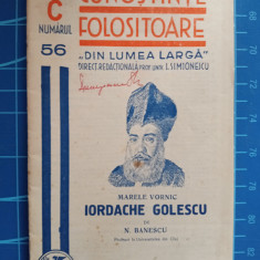 Marele vornic Iordache Golescu / Colecția Cunoștințe folositoare - 1935