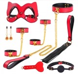 Set BDSM Luxury Cat Woman 8 Piese, Rosu, Guilty Toys