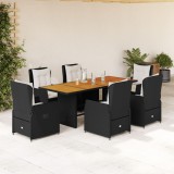 Cumpara ieftin Gossi set mobilier de gradina cu perne, 7 piese, negru, poliratan