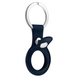 Cumpara ieftin Husa piele marca THD pentru Apple AirTag tip breloc chei, culoarea albastru baltic
