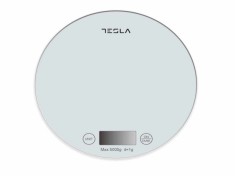 Cantar de bucatarie Tesla KS200W, 5kg, ecran LCDFunctie Tara, Sticla, Alb