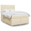 VidaXL Pat continental cu saltea, crem, 140x200 cm, material textil 3293608