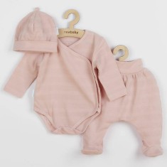 Set 3 piese, New Baby, Include body cu maneca lunga, pantalonasi cu botosei, caciulita, Marime 50, Din bumbac 100%, I am Pink foto