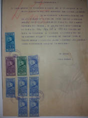 LOT 73 document 1930 cu timbre fiscale Ferdinand -efigia in cerc foto