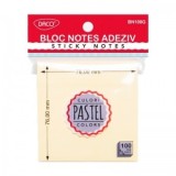 Bloc notes adeziv 76x76 mm, galben pastel DACO (Post-it)