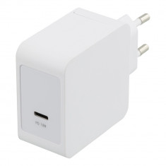 Incarcator priza fast charge DELTACO, USB-C 18W, Power Delivery 2.0, 3A, alb foto